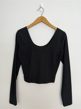 Black Long Sleeve Scoop Neck Women's Top